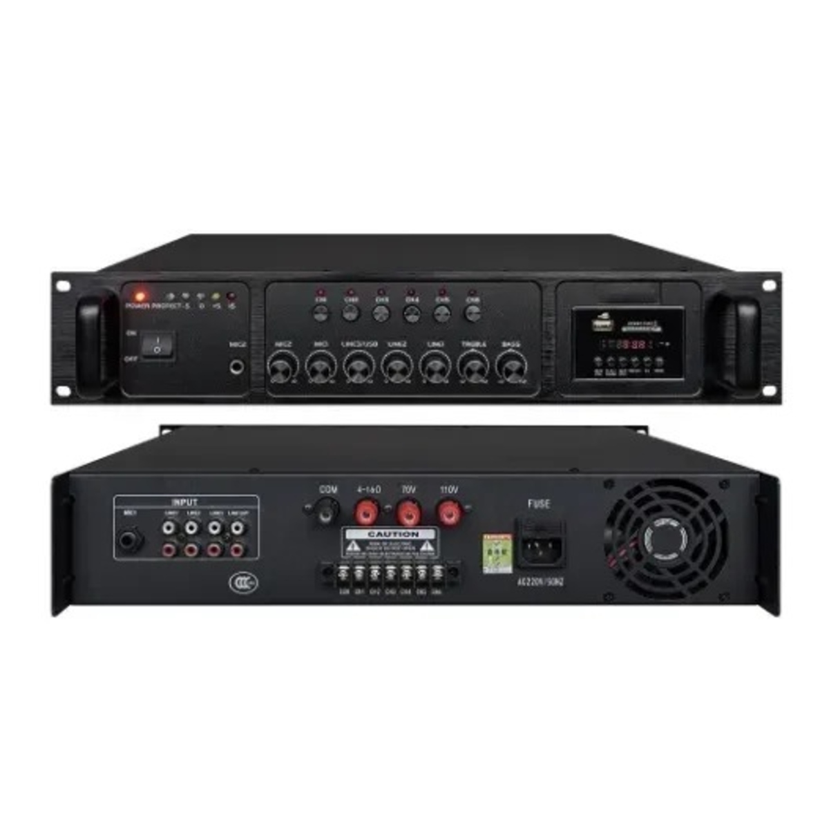 Усилитель ProRecAudio PA-5500USBDS, 500 Вт, USB/SD, 2U, серебристый