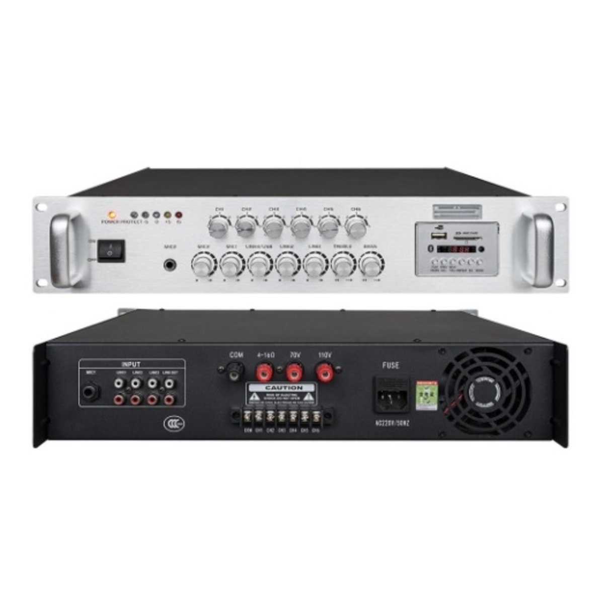 Усилитель ProRecAudio PA-5800USBDS, 800 Вт, USB/SD, 2U, серебристый