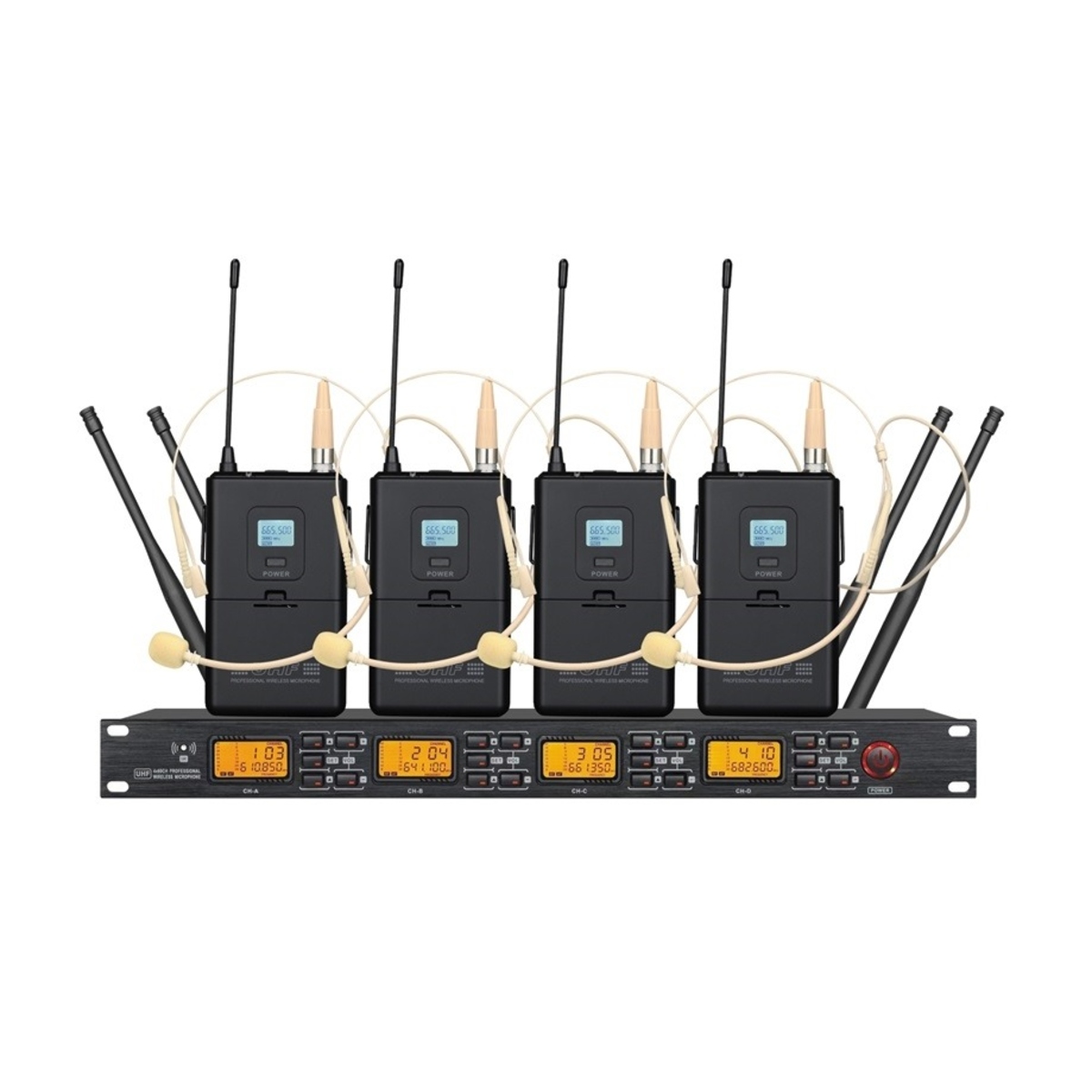 Беспроводная микрофонная система Emiter-S TA-7804P с наголовными микрофонами, UHF