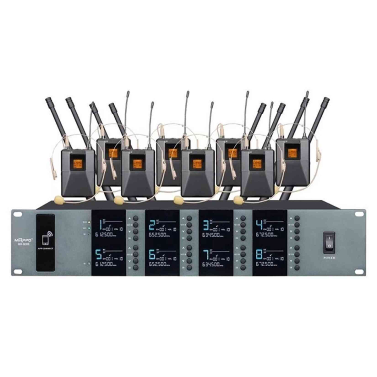 Бездротова мікрофонна система Emiter-S TA-7808P з 8 наголовними мікрофонами