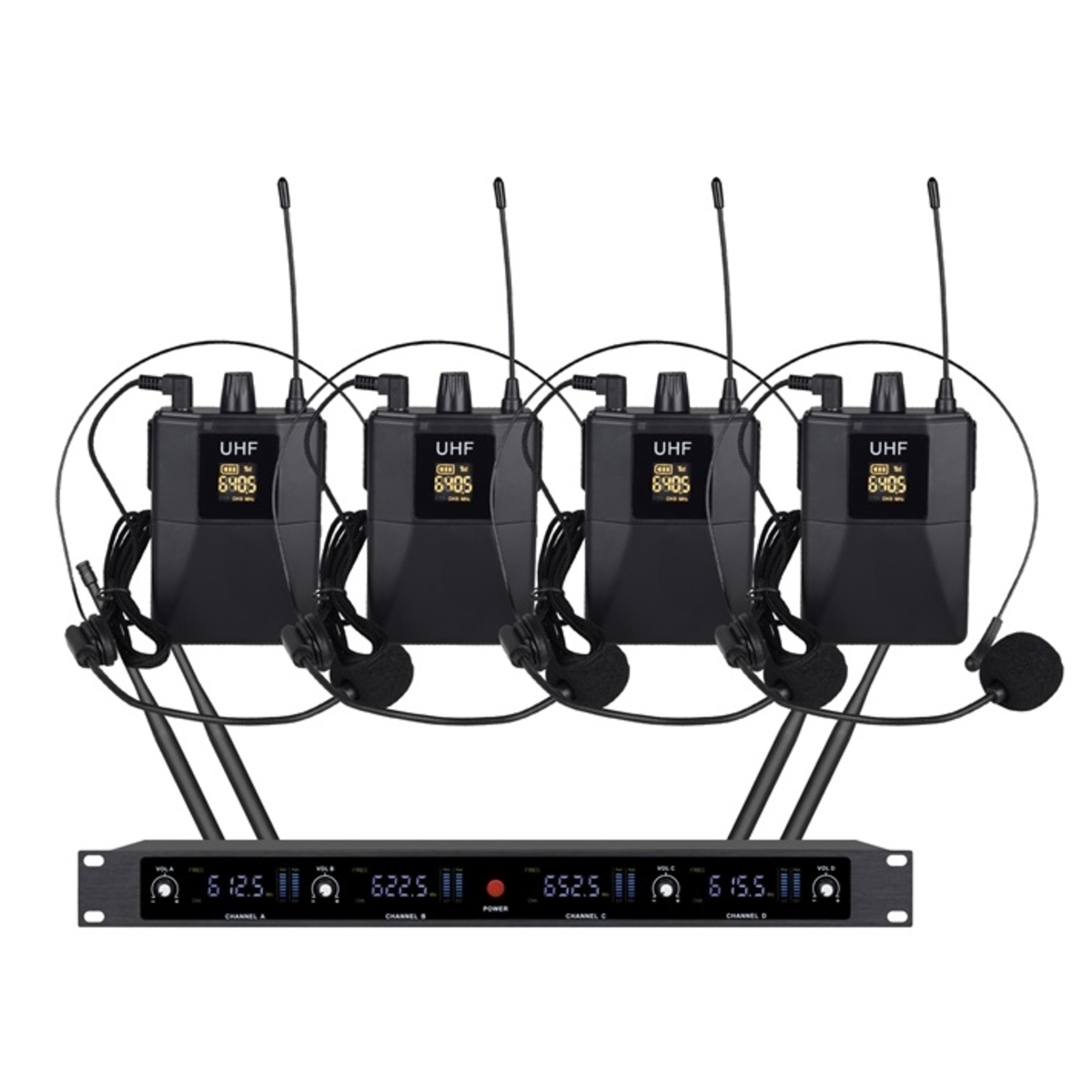 Бездротова мікрофонна система Emiter-S TA-U601P з наголовними мікрофонами, UHF