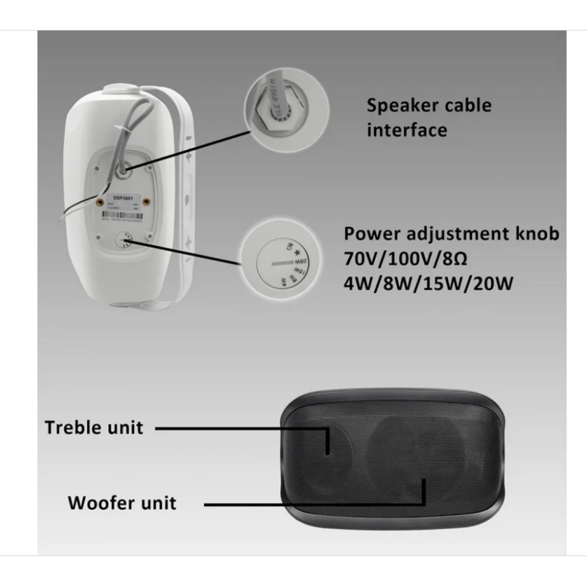 Настенная акустическая система DSPPA DSP2601W, 20Вт IP65