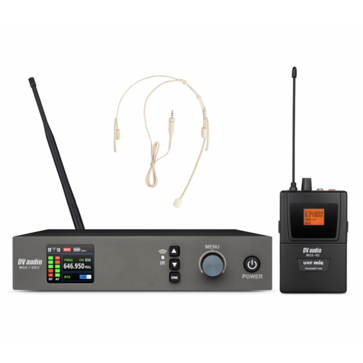 Радіосистема з одним поясним передавачам і гарнітурою DV Audio MGX-14B MKII
