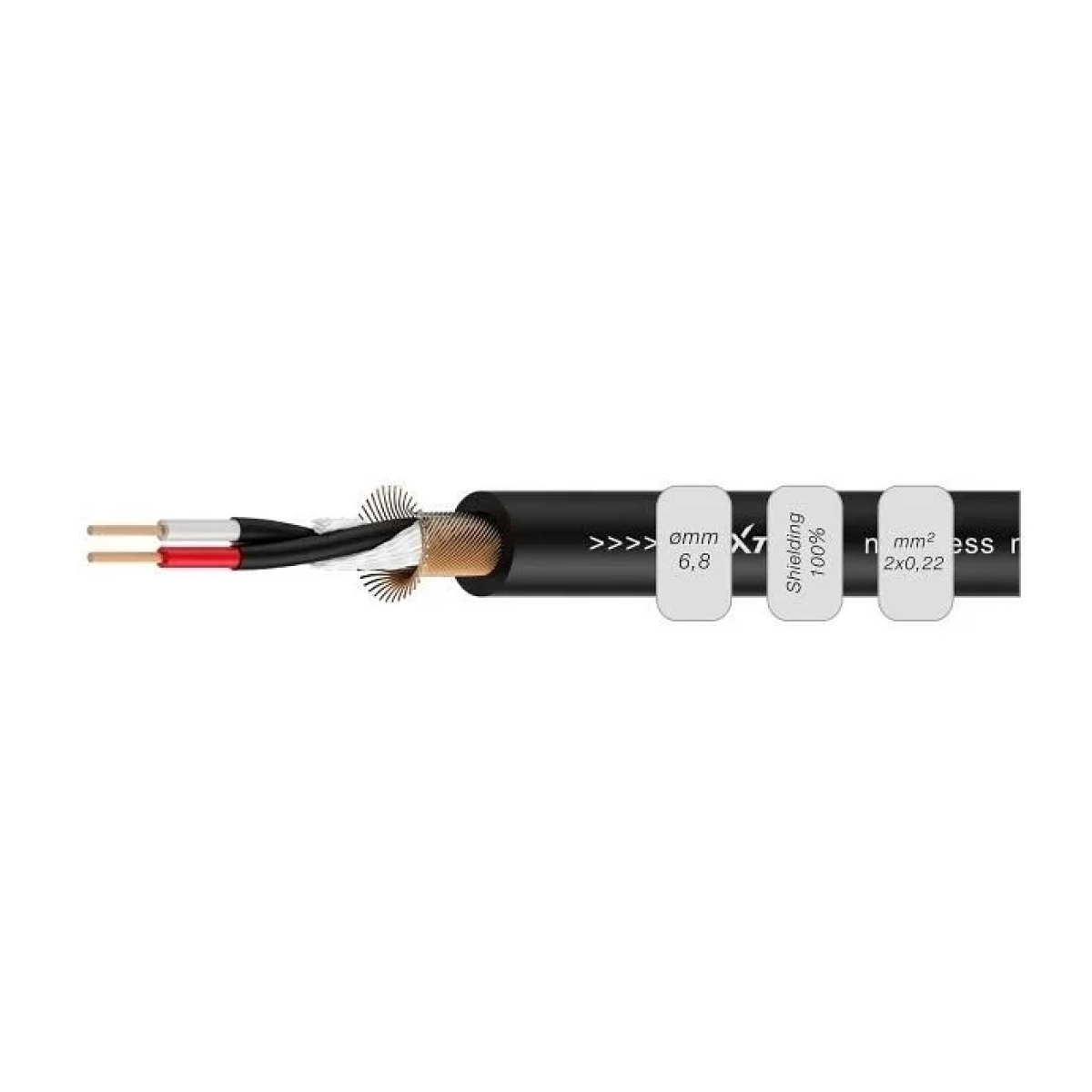 Кабель мікрофонний Roxtone MC005, 2х0.22 кв. мм, вн. діаметр 6.8 мм, 100 м