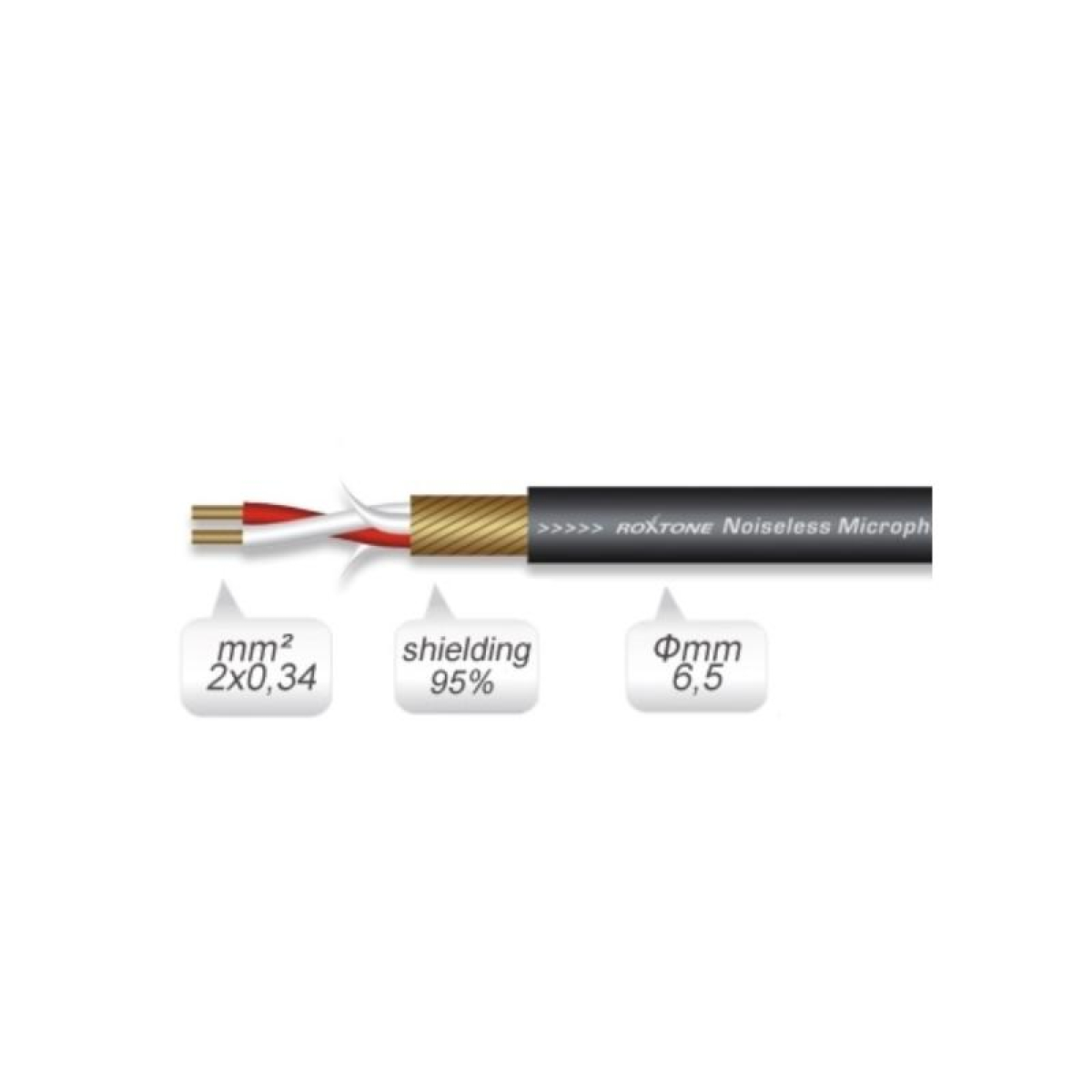 Кабель микрофонный Roxtone MC006, 2х0.34 кв. мм, вн. диаметр 6,5 мм, 100 м