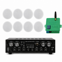 Акустический комплект Sky Sound SKC-4808FL, 4×80 Вт, 8 потолочных колонок 5.5" + Автоматизированный модуль Воздушная тревога GSM + Минута молчания