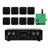 Акустический комплект Sky Sound SKW-4808VS White, 4×80 Вт, 8 настенных колонок 2.5" + Автоматизированный модуль Воздушная тревога GSM + Минута молчания