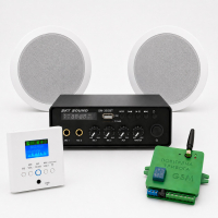 Акустический комплект Sky Sound SMF-3622 Black, усилитель 2×30 Вт, 2 потолочные колонки 6.5" + Автоматизированный модуль Воздушная тревога GSM + Минута молчания