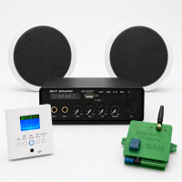 Акустический комплект Sky Sound SMF-3622 White, усилитель 2×30 Вт, 2 потолочные колонки 6.5" + Автоматизированный модуль Воздушная тревога GSM + Минута молчания