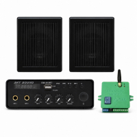 Акустичний комплект Sky Sound SMN-1026 Black, підсилювач 2×30 Вт, 2 настінні колонки 6.5" + Автоматизований модуль Повітряна тривога GSM + Хвилина мовчання