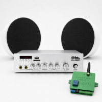 Акустический комплект Sky Sound CSY-5504 Black, усилитель 2×60 Вт, 2 потолочные колонки 5.5", IP44 + Автоматизированный модуль Воздушная тревога GSM + Минута молчания