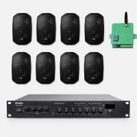 Комплект звуку DV audio LA1208MS4B для приміщення до 160 м.кв + Автоматизований модуль Повітряна тривога GSM + Хвилина мовчання
