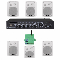 Звуковий комплект DV Audio DMA1206422W для приміщення до 180 м², білий + Автоматизований модуль Повітряна тривога GSM + Хвилина мовчання