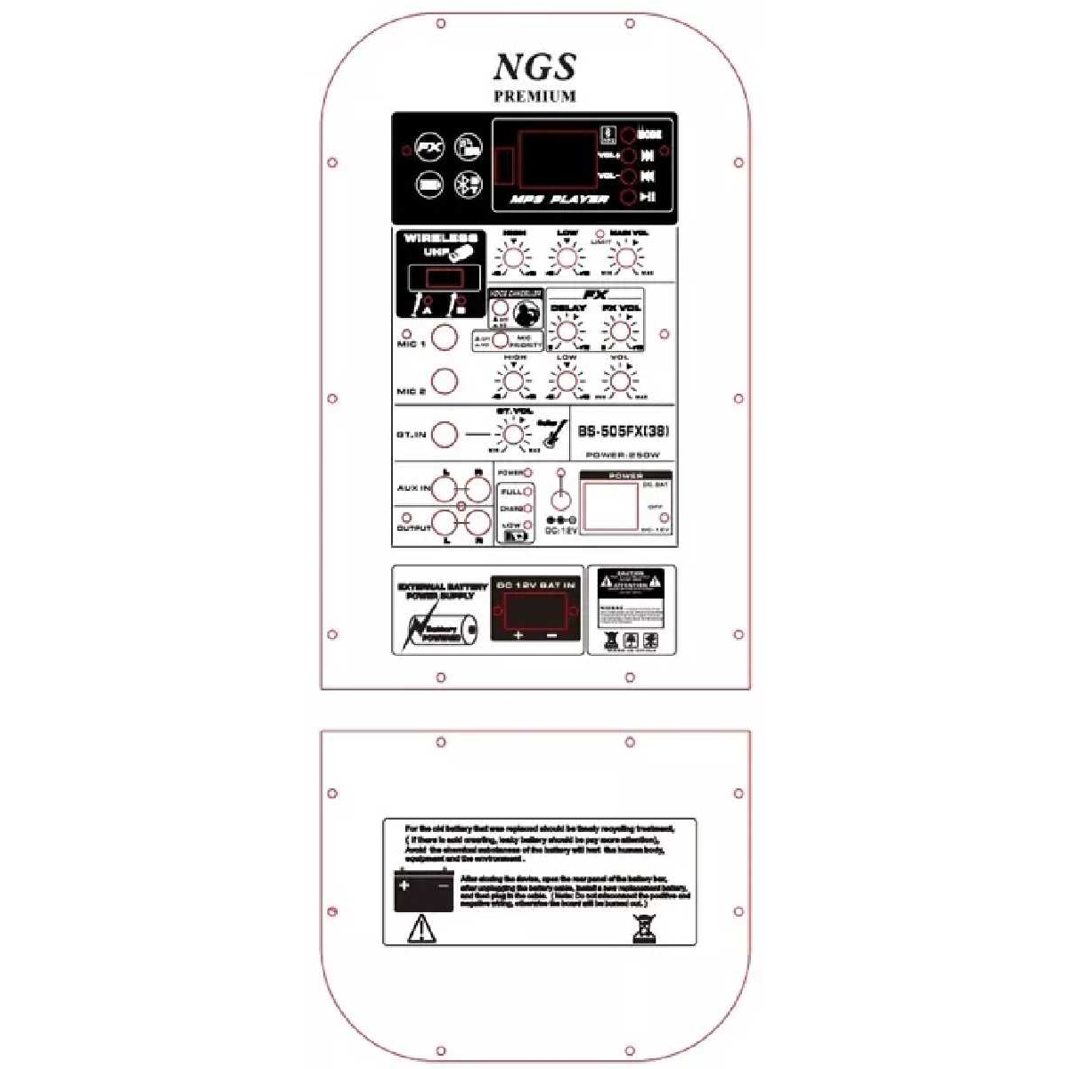 Автономна активна акустична система NGS Premium BS-505FX 15", 250Вт