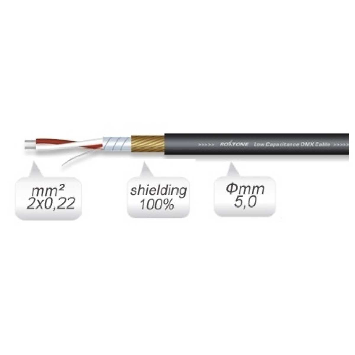 Кабель DMX Roxtone DMX001, 2х0.22 кв. мм, вн. діаметр 5 мм, 100 м