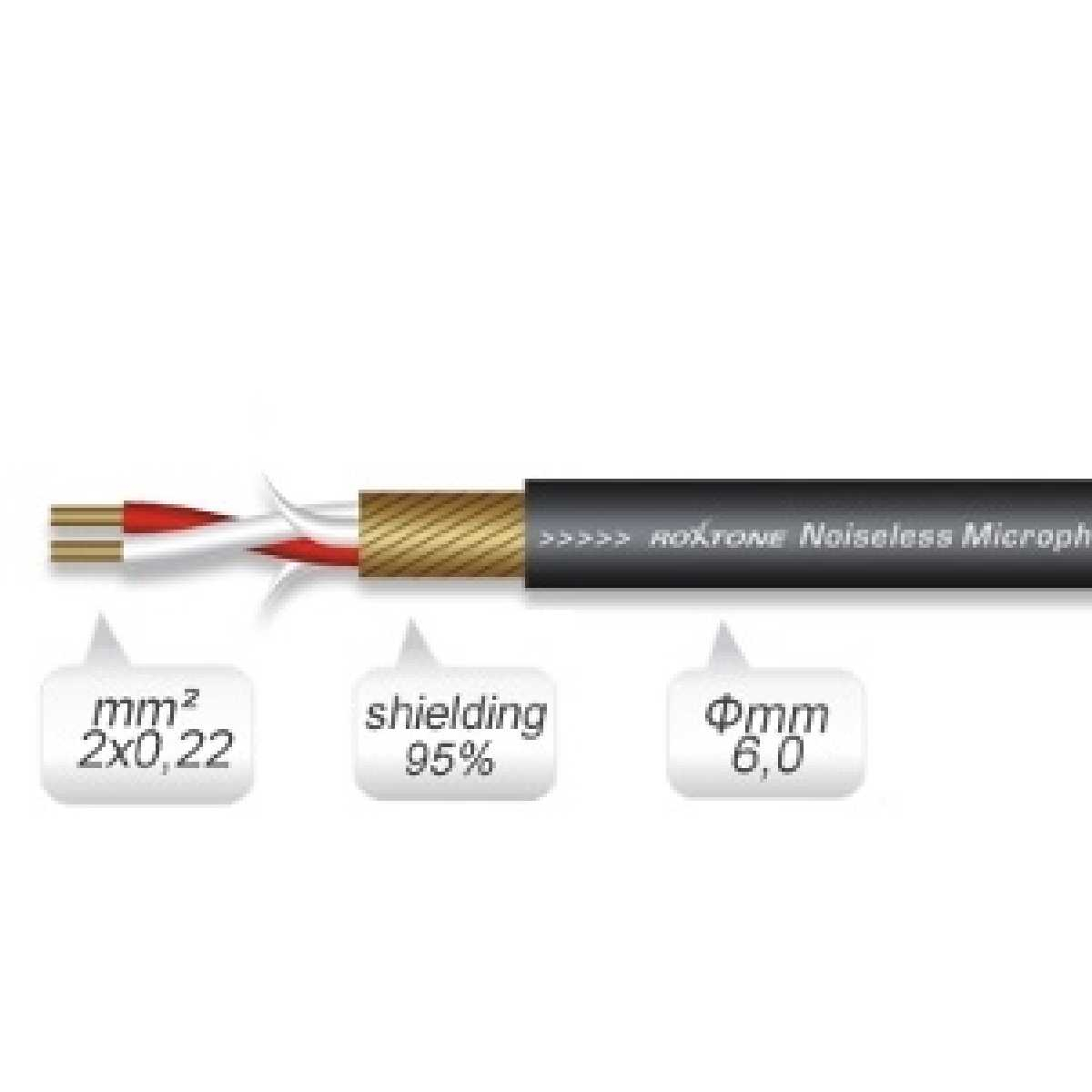 Кабель мікрофонний Roxtone MC002, 2х0.22 кв. мм, вн. діаметр 6 мм, 100 м