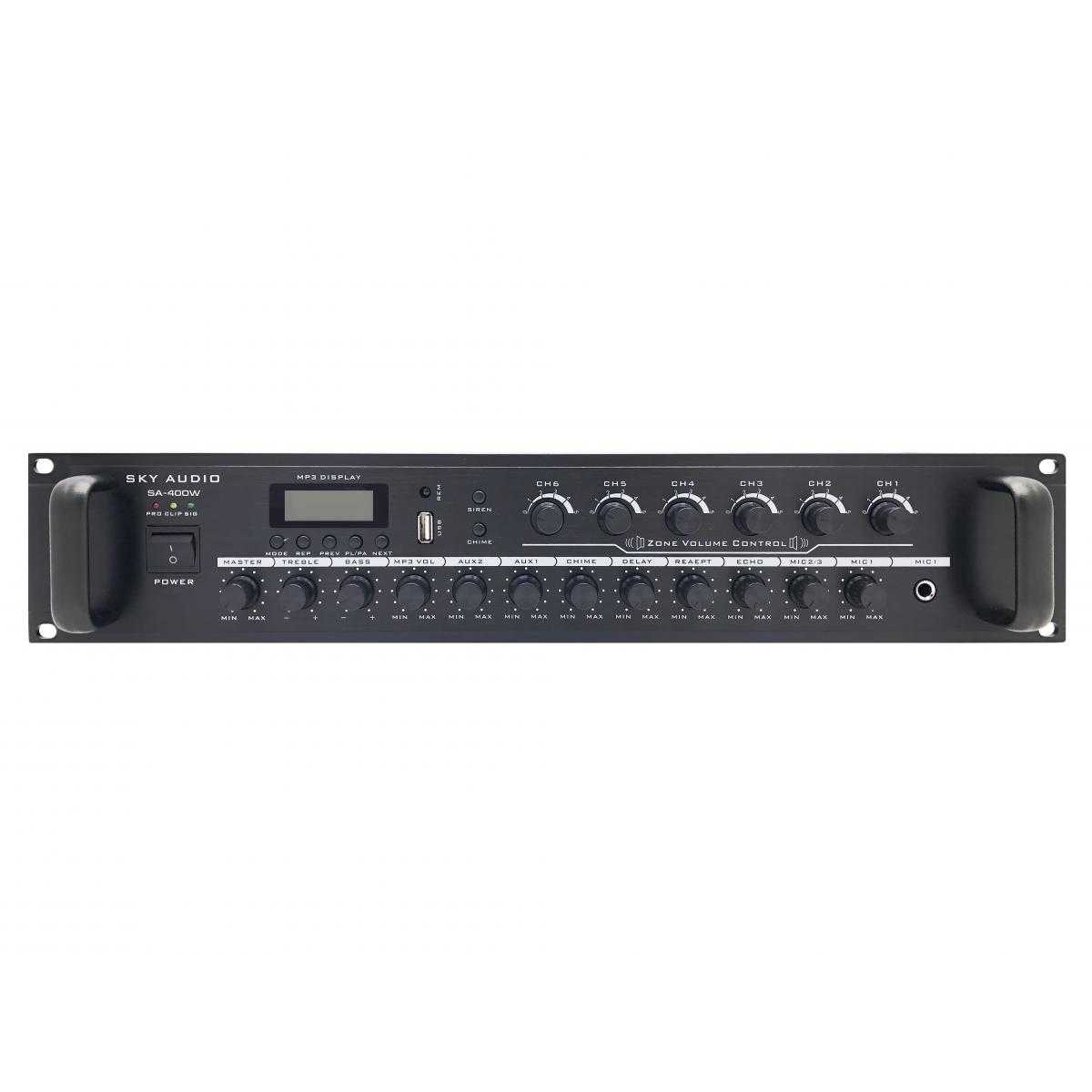Трансляційний підсилювач потужності SKY SOUND SA-400W (6-ZONE)