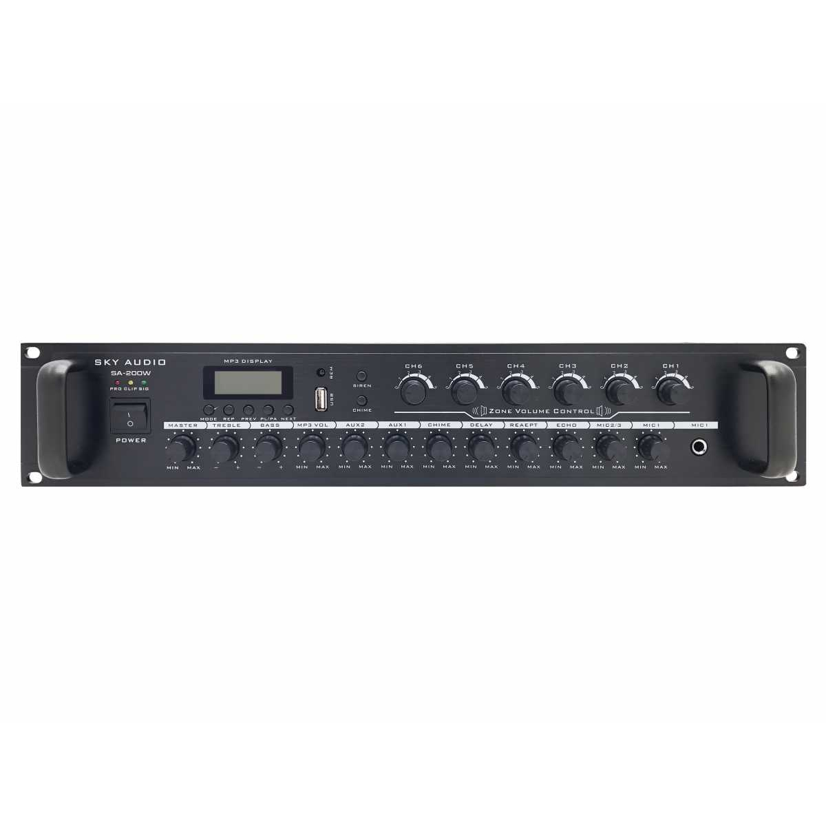 Трансляційний підсилювач потужності SKY SOUND SA-200W (6-ZONE)