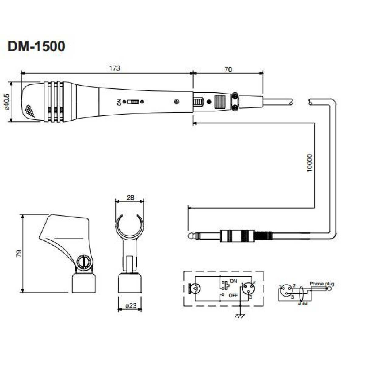 Вокальний динамічний мікрофон TOA DM-1500