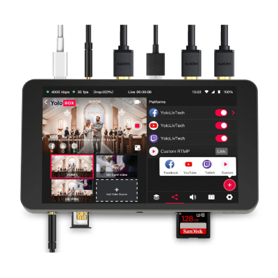 YoloLiv YoloBox портативный микшер, стример 4G LTE, монитор, рекордер