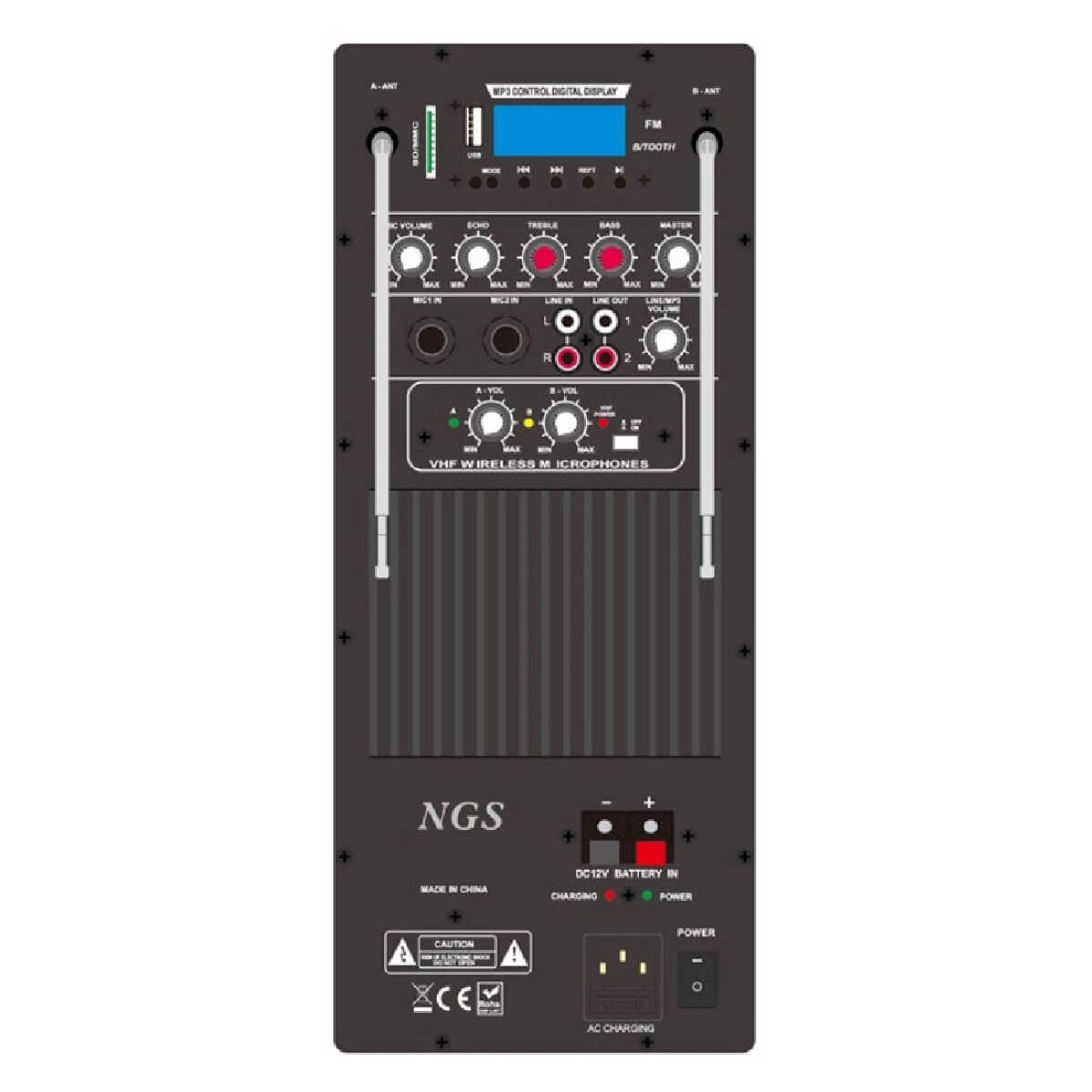 Автономна акустична система NGS HYQ-15AMWB 15"+1", 200-250Вт