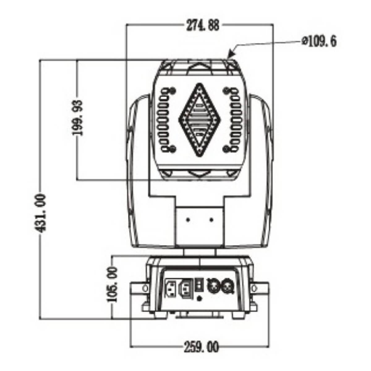 Двостороння LED Голова New Light YR-680E-II beam 3W*15 шт * 2 сторони RGB