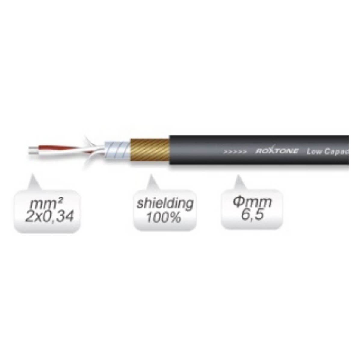 Кабель DMX Roxtone DMX002, 2х0.34 кв. мм, вн. діаметр 6.5 мм, 100 м