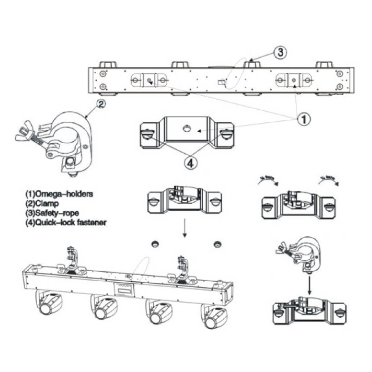 LED Голови New Light PL-63C LED Four Moving Head Beam RGBW у кейсі