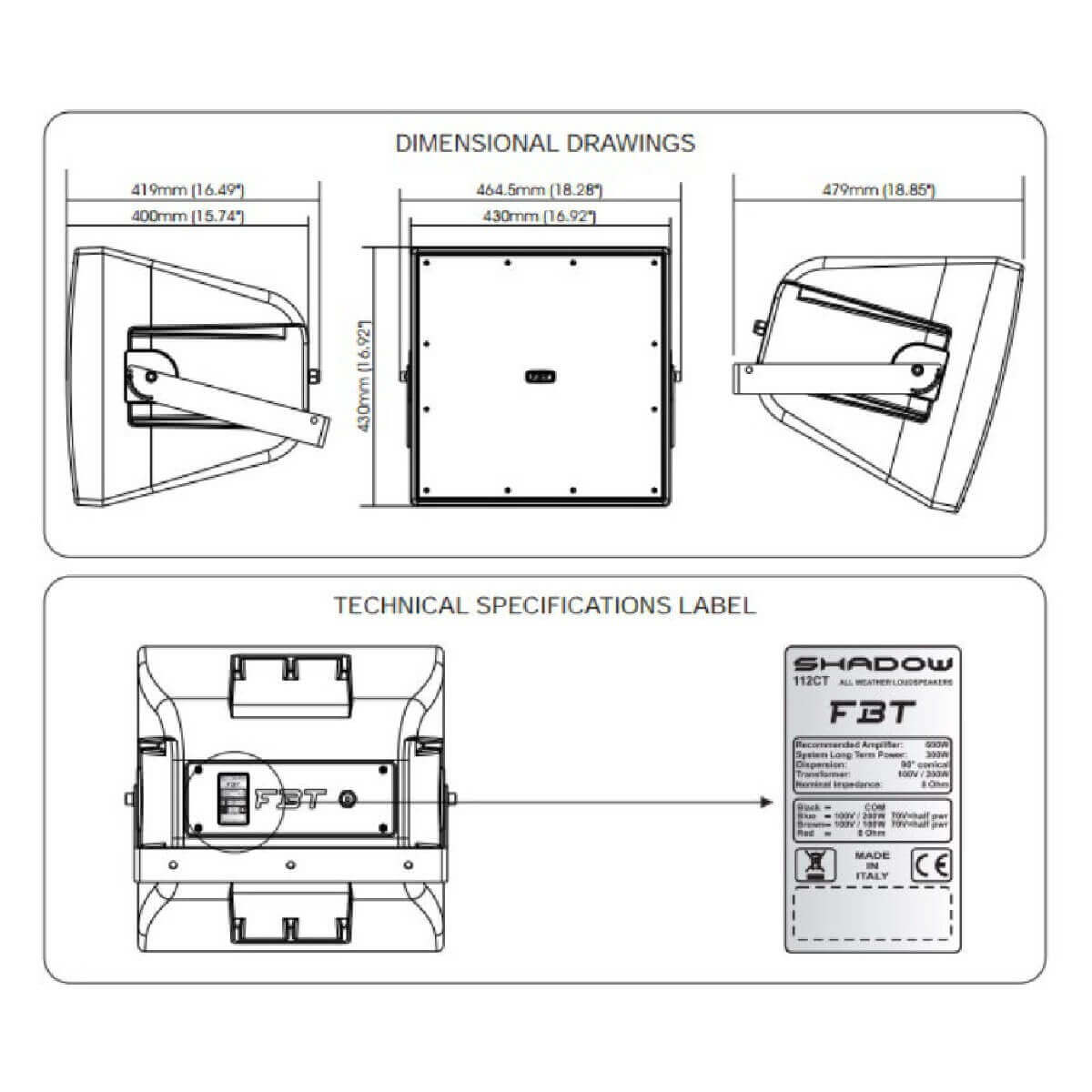 Всепогодна АС FBT Audio Contractor SHADOW 112 CT