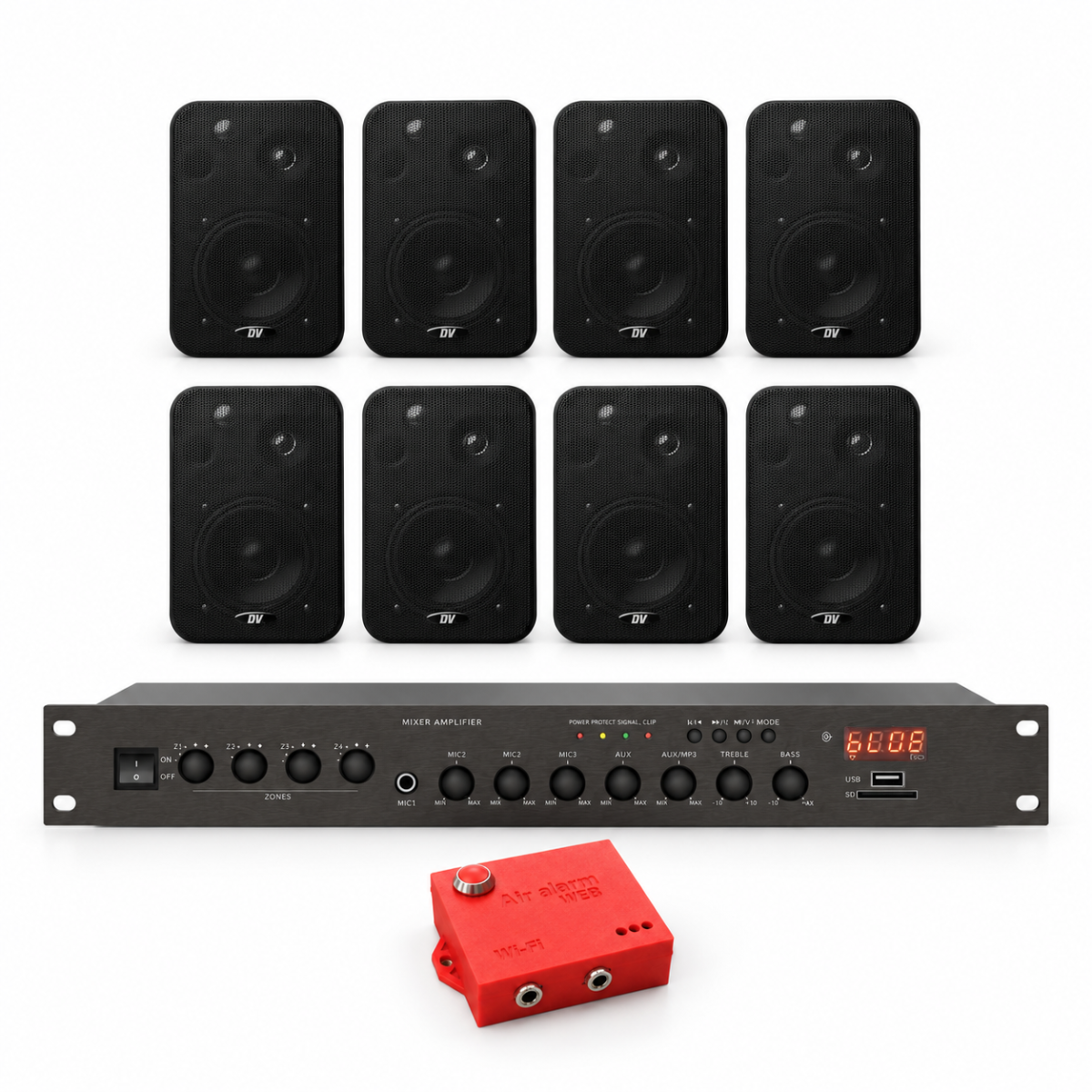 Комплект оповещения о воздушной тревоге AIR alert Wi-Fi + DV audio LA1008CON1B — до 160 м²