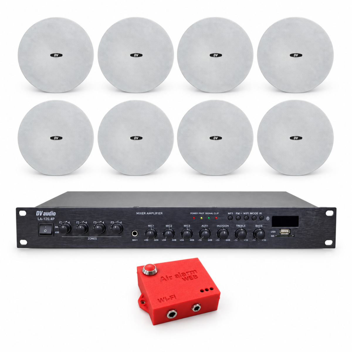 Комплект оповіщення про повітряну тривогу AIR alert Wi-Fi + DV audio LA1208CMG6W — до 200 м²