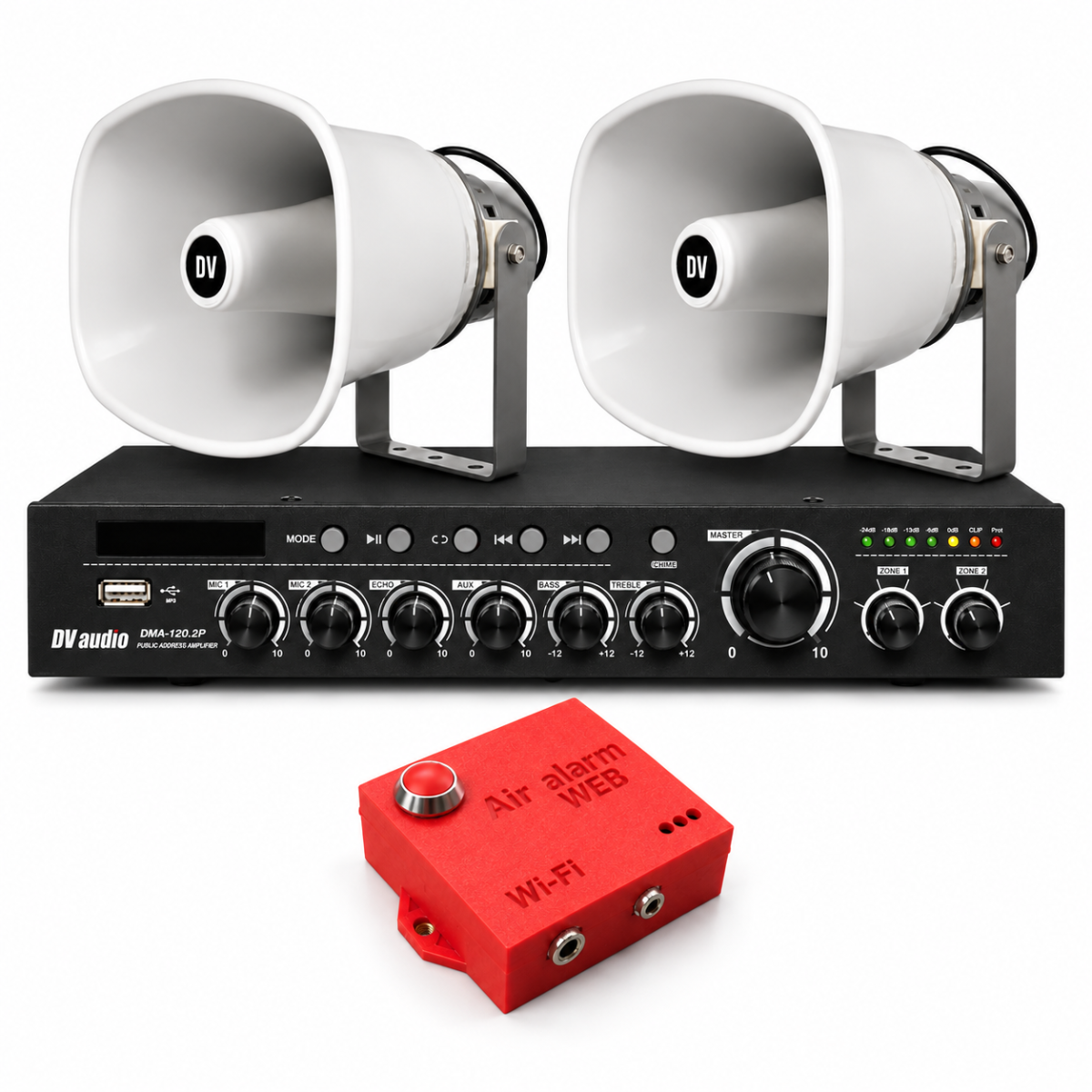 Комплект оповещения о воздушной тревоге AIR alert Wi-Fi + DV audio DMA1202HS50PRO — до 1200 м²