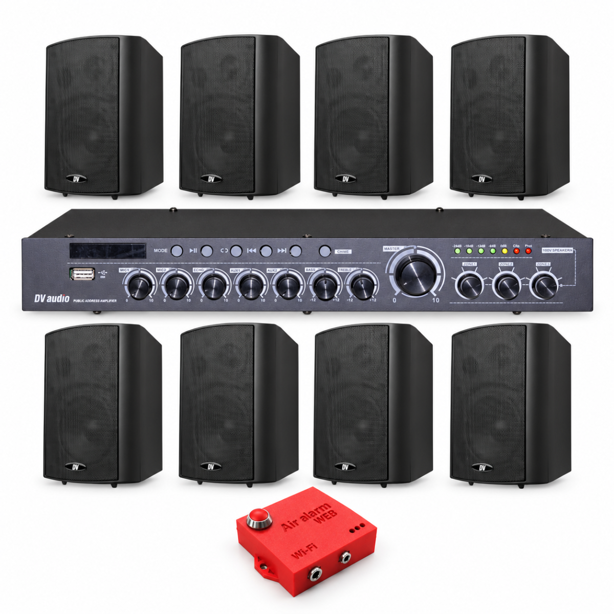 Комплект оповещения о воздушной тревоге AIR alert Wi-Fi + DV audio DMA2408532B — до 240 м²