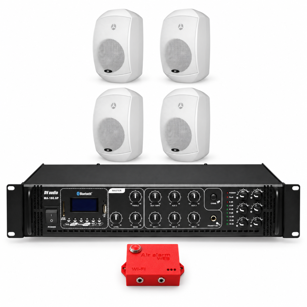 Комплект оповещения о воздушной тревоге AIR alert Wi-Fi + DV audio MA1804MS6W — до 160 м²