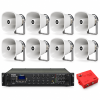 Комплект оповіщення про повітряну тривогу AIR alert Wi-Fi + DV audio MA-350.6P + 8 × HS-50T PRO