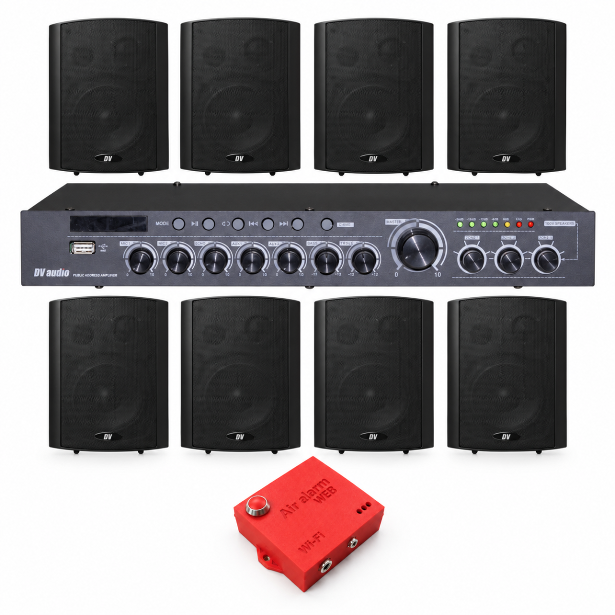 Комплект оповещения о воздушной тревоге AIR alert Wi-Fi + DV audio DMA1808422B — до 240 м²
