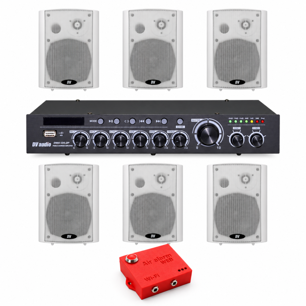 Комплект оповещения о воздушной тревоге AIR alert Wi-Fi + DV audio DMA1206422W — до 180 м²