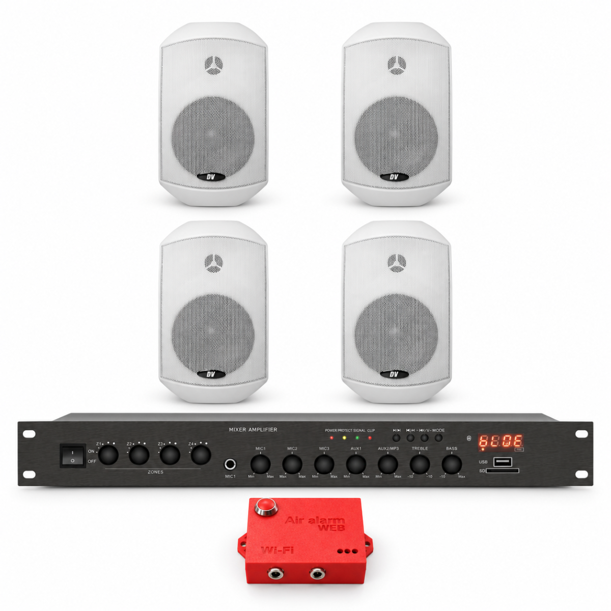 Комплект оповещения о воздушной тревоге AIR alert Wi-Fi + DV audio LA804MS5W — до 80 м²