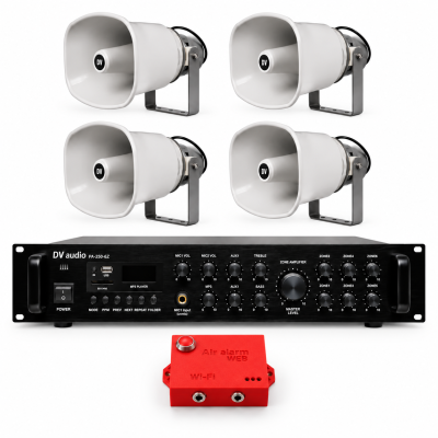 Комплект оповещения о воздушной тревоге AIR alert Wi-Fi + DV audio PA2504HS50PRO — до 2400 м²