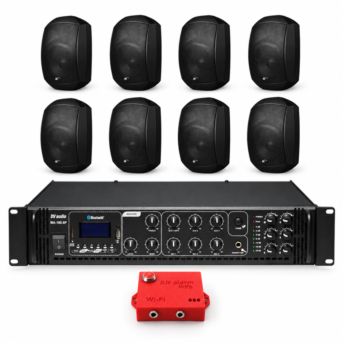 Комплект оповещения о воздушной тревоге AIR alert Wi-Fi + DV audio MA1808MS6B — до 320 м²