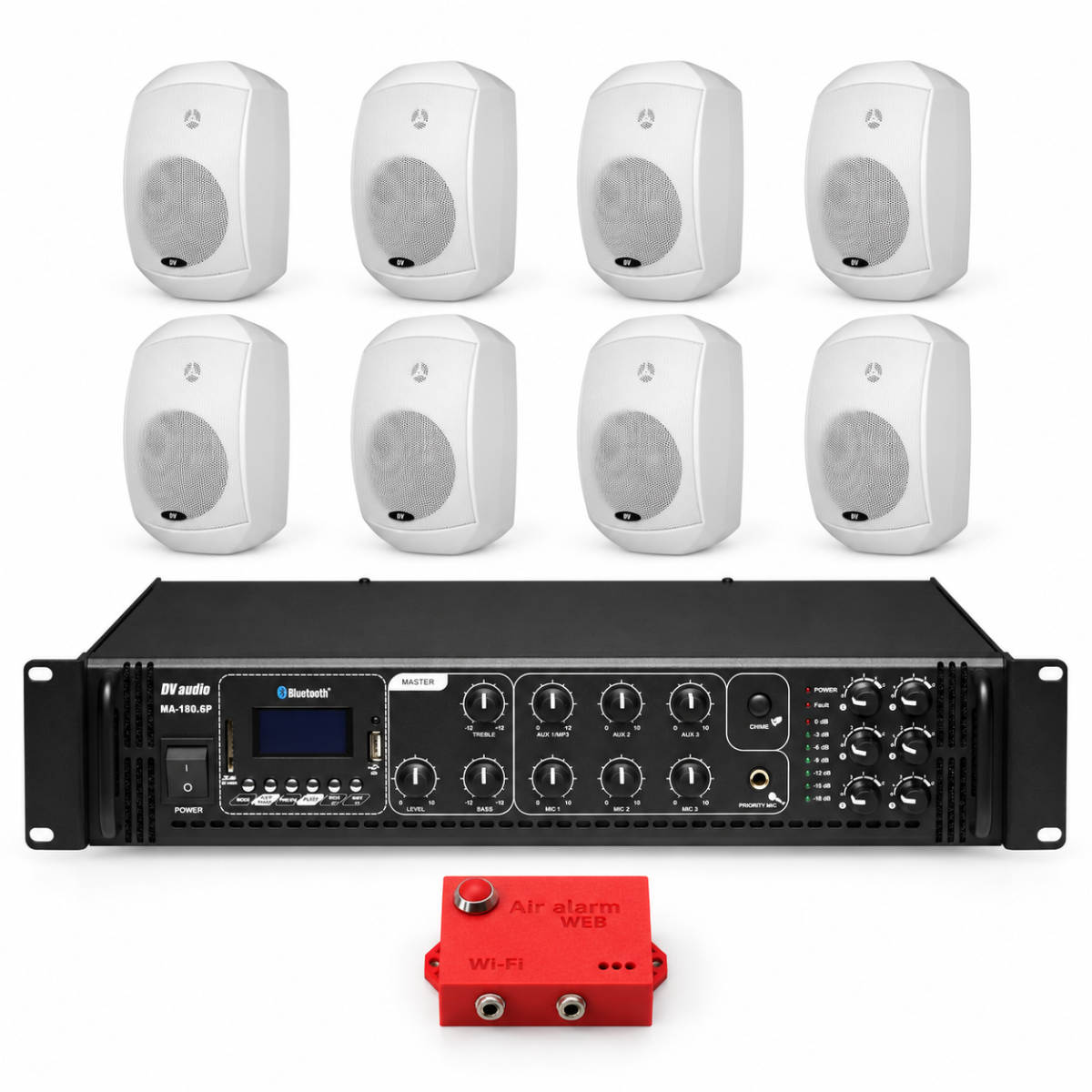 Комплект оповещения о воздушной тревоге AIR alert Wi-Fi + DV audio MA1808MS6W — до 320 м²