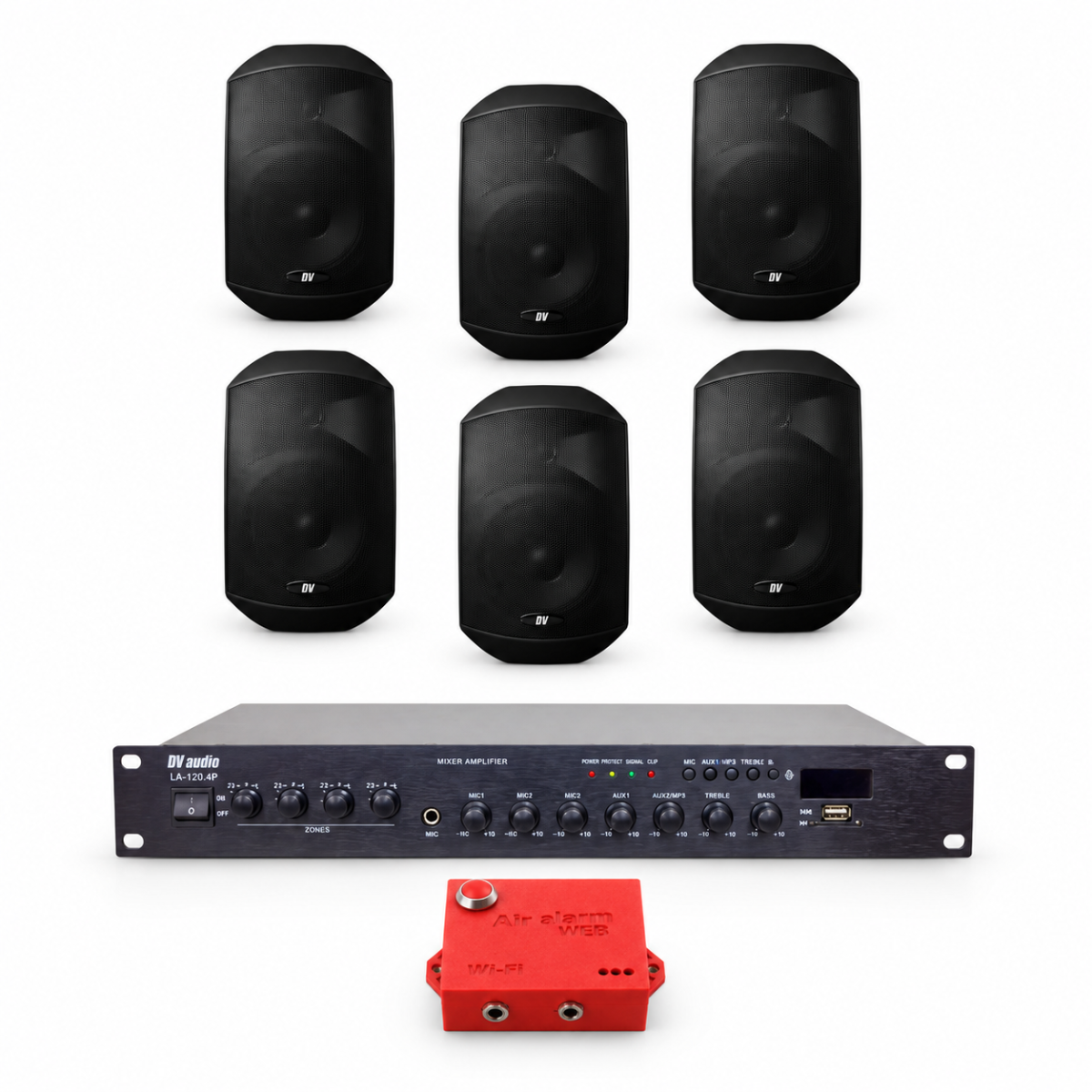 Комплект оповещения о воздушной тревоге AIR alert Wi-Fi + DV audio LA1206MS5B — до 160 м²