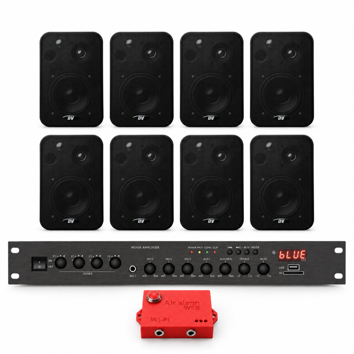 Комплект оповещения о воздушной тревоге AIR alert Wi-Fi + DV audio LA808CON1B — до 160 м²