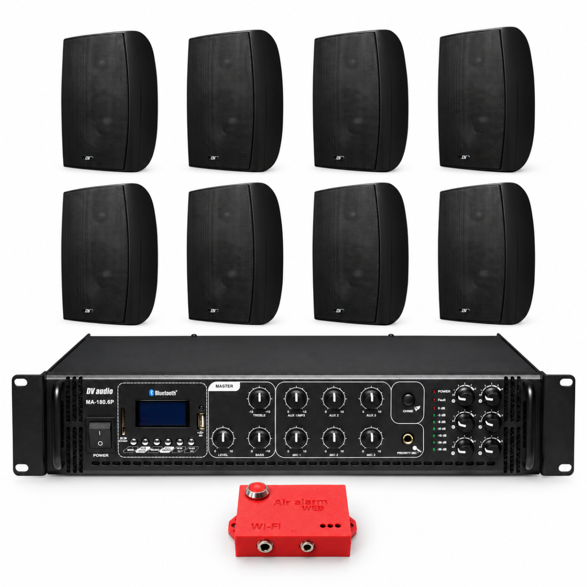 Комплект оповещения о воздушной тревоге AIR alert Wi-Fi + DV audio MA1808PB6B — до 320 м²
