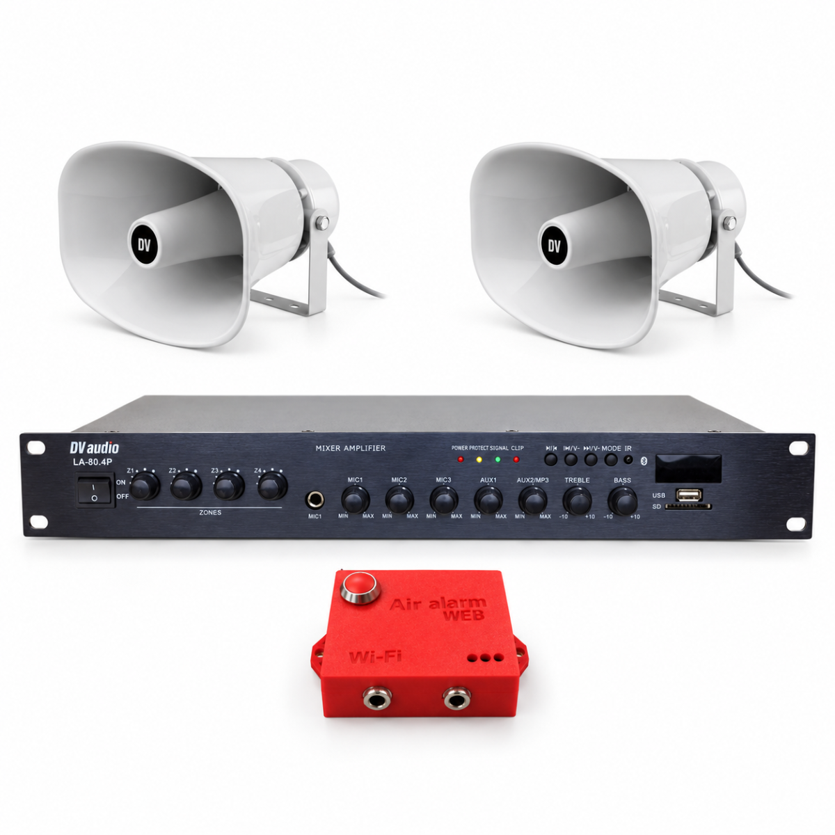 Комплект оповещения о воздушной тревоге AIR alert Wi-Fi + DV audio LA802HS30 — до 600 м²