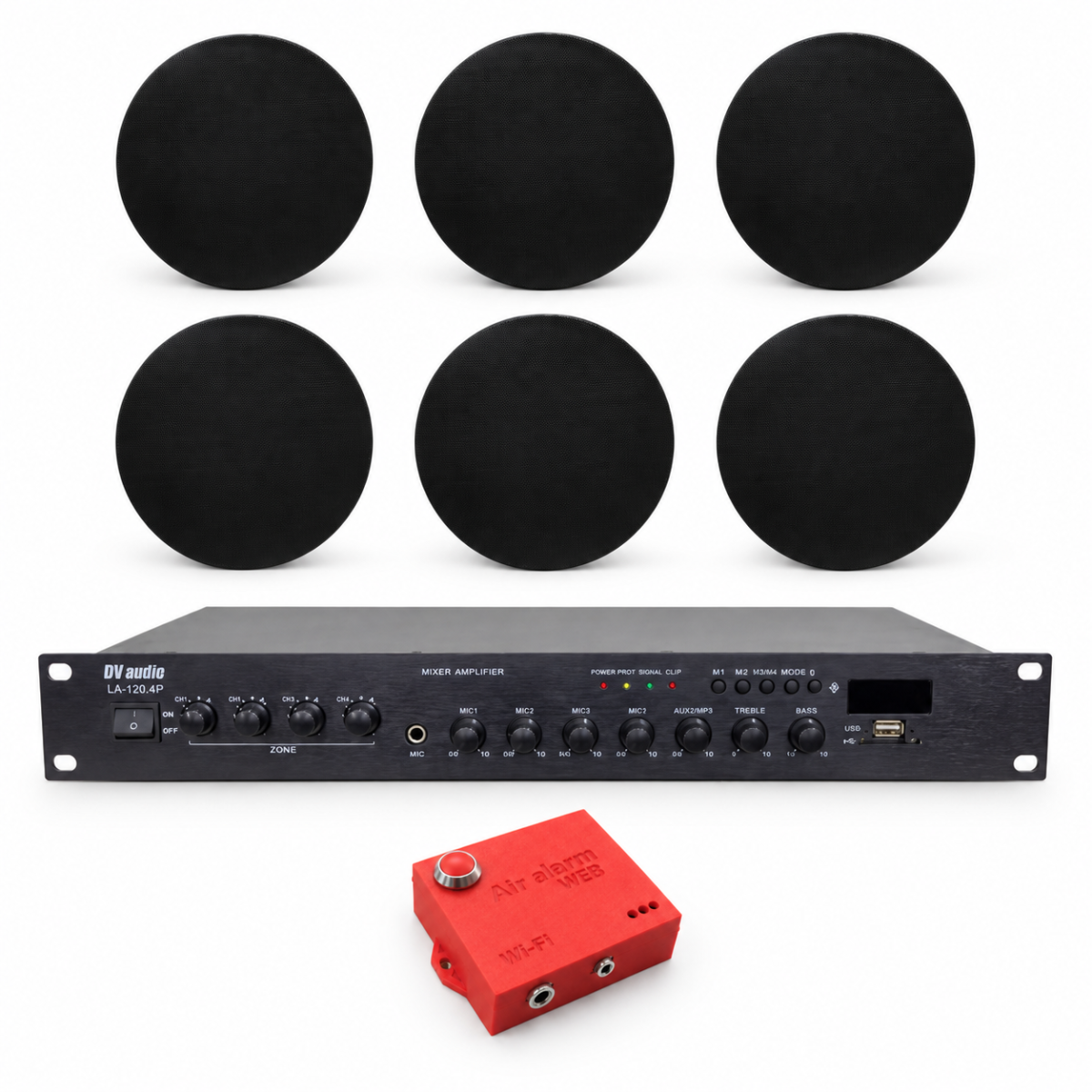 Комплект оповещения о воздушной тревоге AIR alert Wi-Fi + DV audio LA1206CMG8B — до 150 м²
