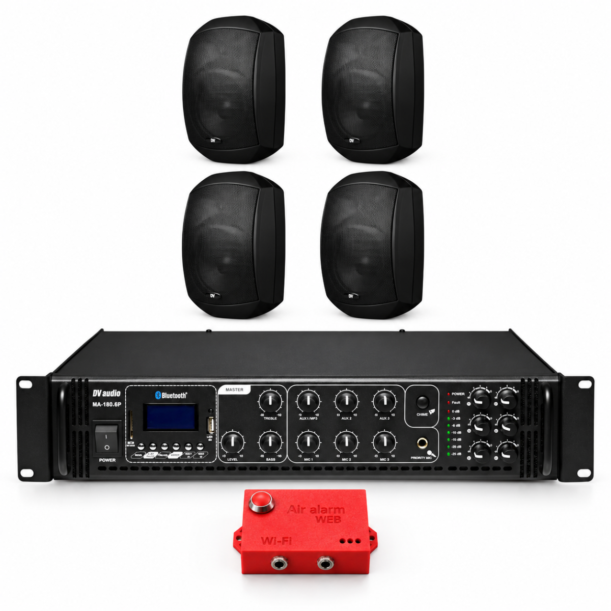 Комплект оповещения о воздушной тревоге AIR alert Wi-Fi + DV audio MA1804MS6B — до 160 м²