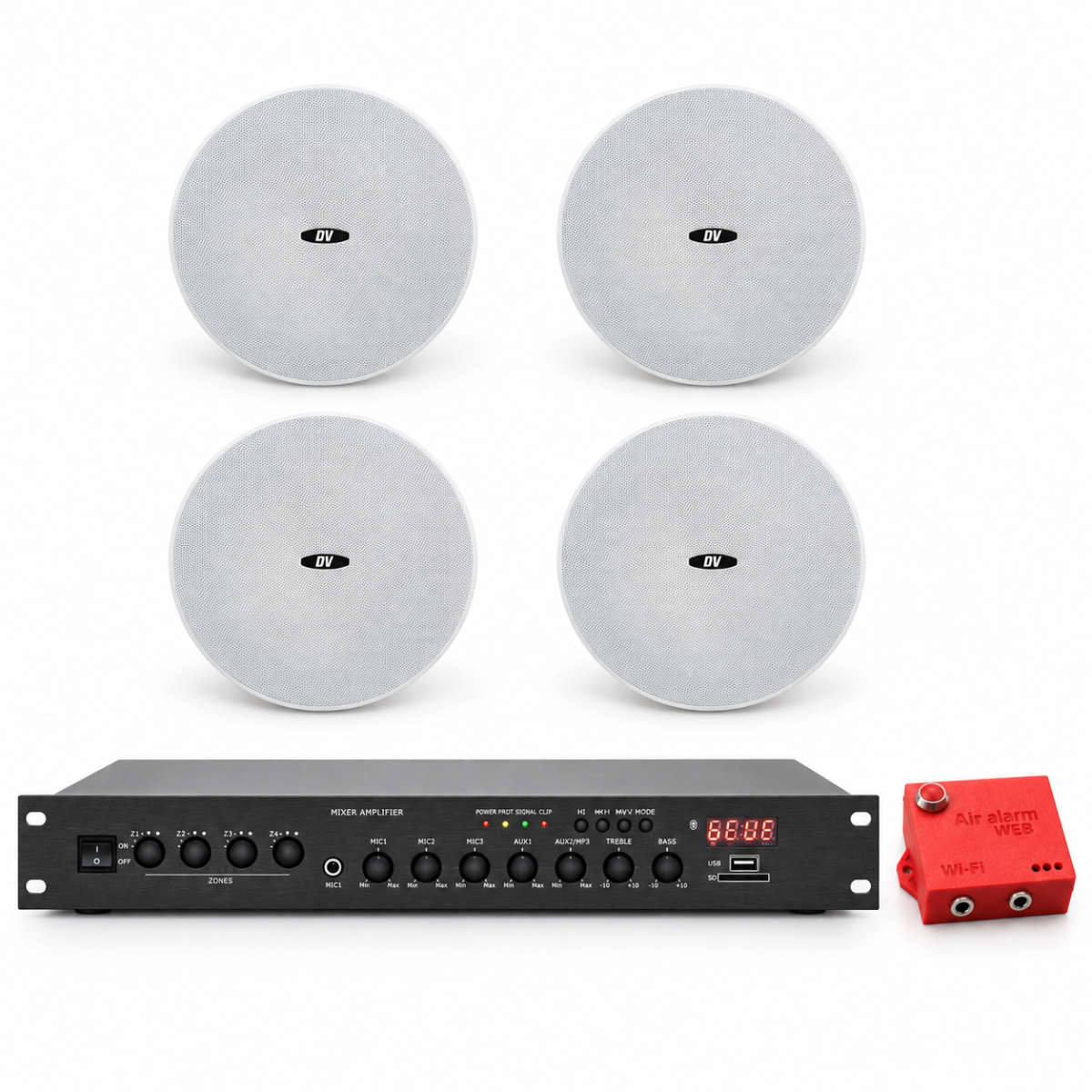 Комплект оповещения о воздушной тревоге AIR alert Wi-Fi + DV audio LA804CMG6W — до 80 м²