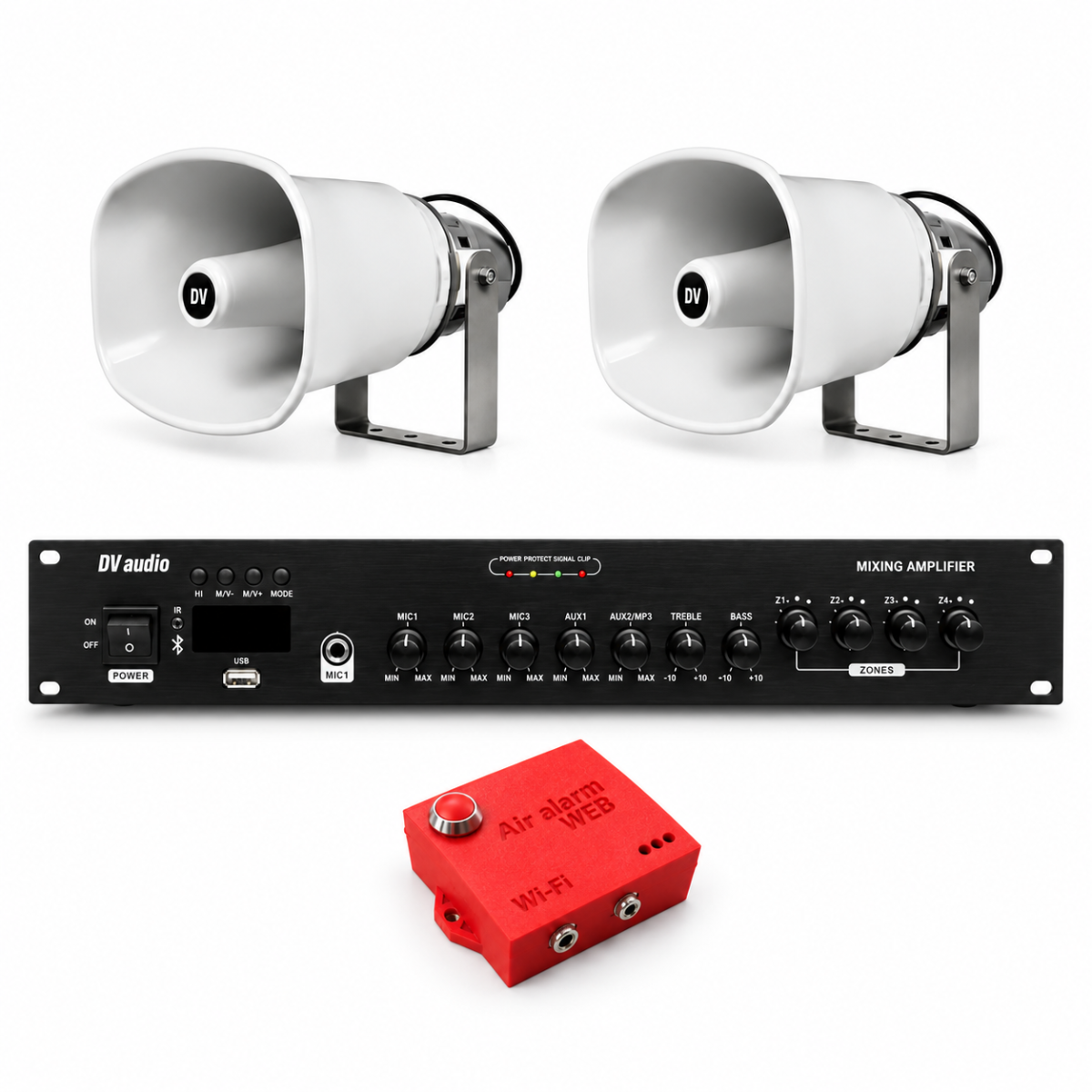 Комплект оповещения о воздушной тревоге AIR alert Wi-Fi + DV audio LA1002HS50PRO — до 1200 м²