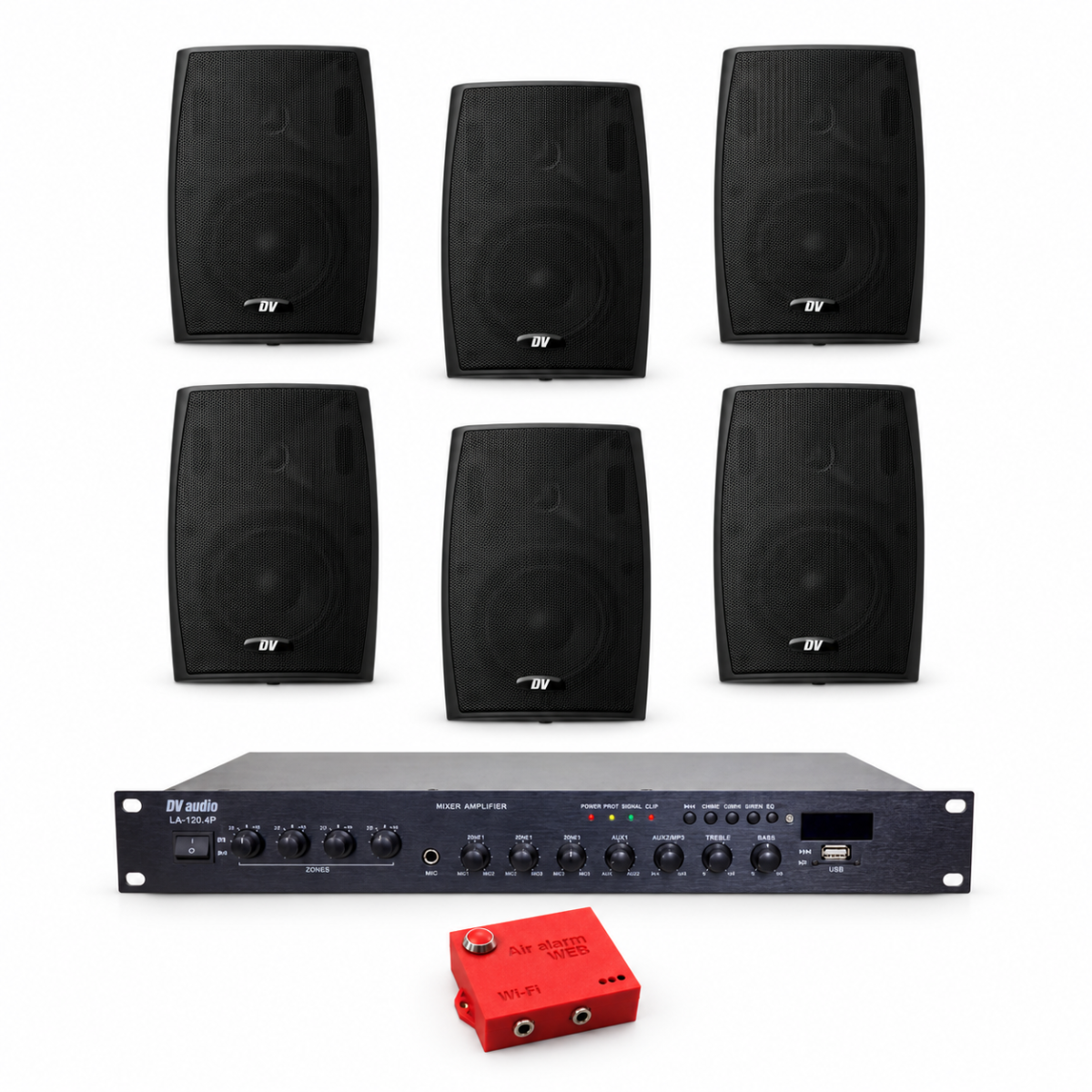 Комплект оповещения о воздушной тревоге AIR alert Wi-Fi + DV audio LA1206PB5B — до 160 м²